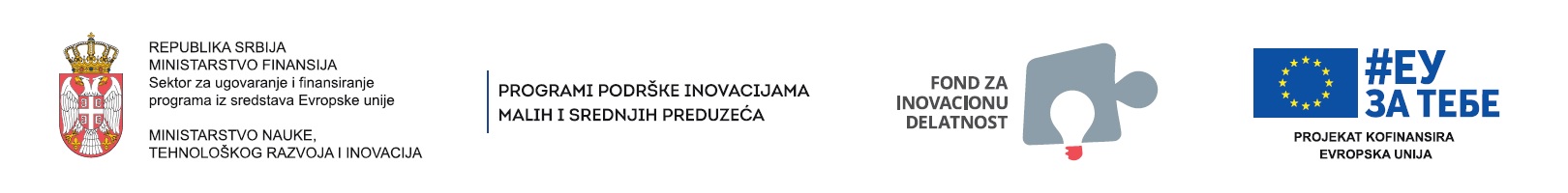 Logotipi Republike Srbije, programa podrške inovacijama malih i srednjih preduzeća, Fonda za inovacionu delatnost i Evropske unije
